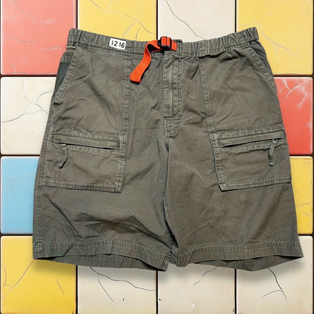 Vintage Gap Cargo Hiking Shorts Y2K Men L Green‎ Ripstop Pockets Outdoor Utility